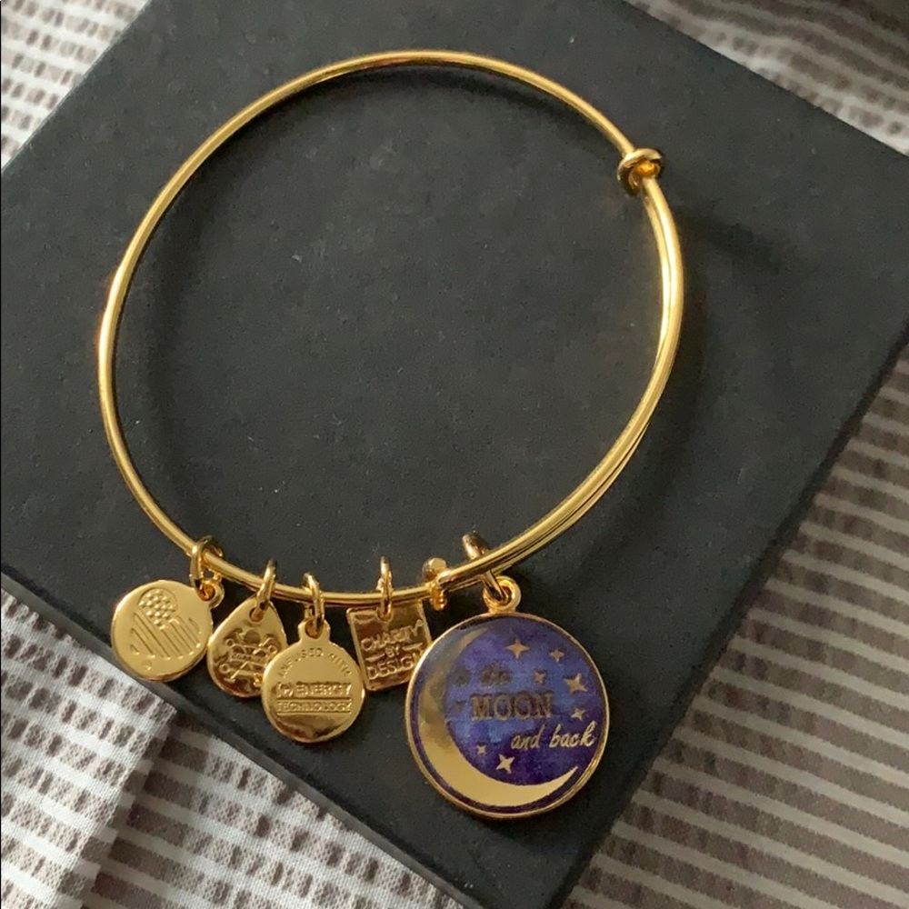 alex and ani stellar love, gold charm bracelet